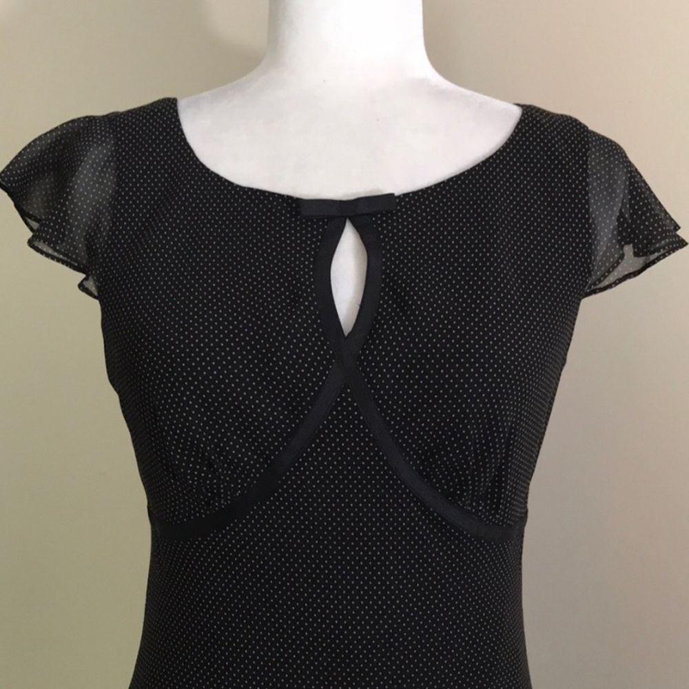 Ann Taylor 100% Silk Flutter Sleeve Polkadot Dress
